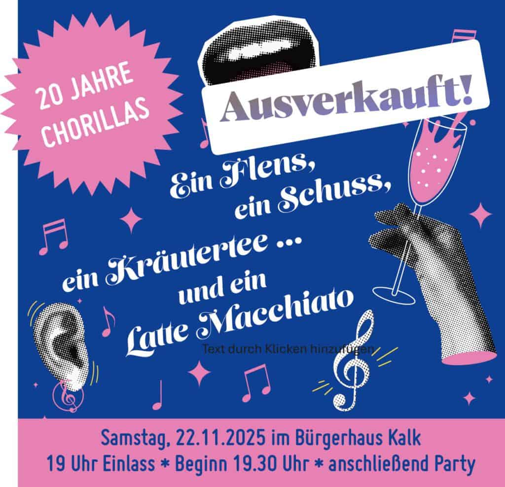 Flyer zum Jubiläumskonzert mit Textbanner "Ausverkauft!"